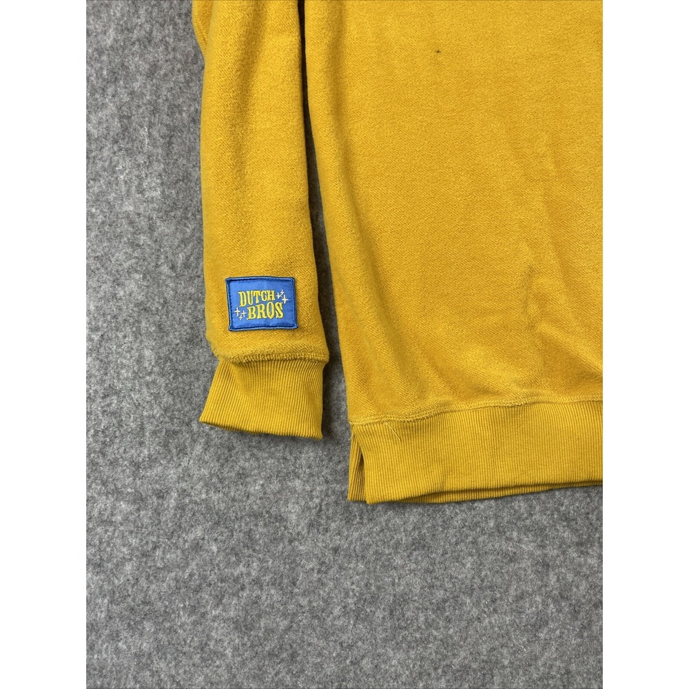 Dutch Bros Terry Pullover Men's Small Yellow Fleece Crew Neck Cozycore - Picture 5 of 6
